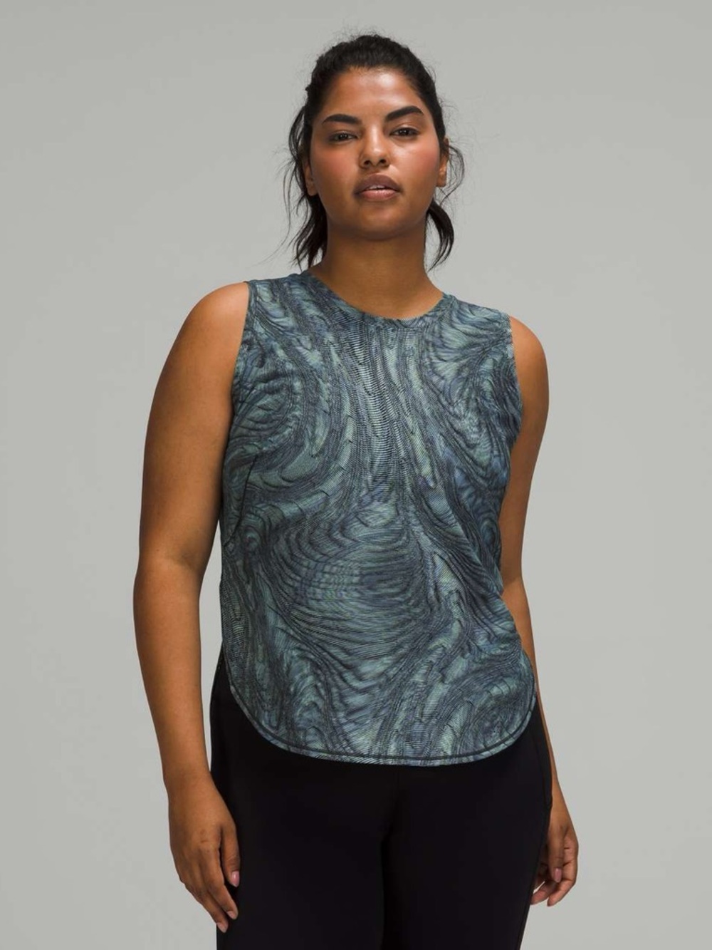 Lululemon Women Dimensional Icing Blue DWMM High Neck Split Hem Run Tank Top 4